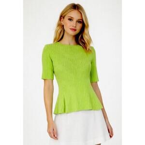 Cache short sleeve sweater knit top flared peplum size XXS